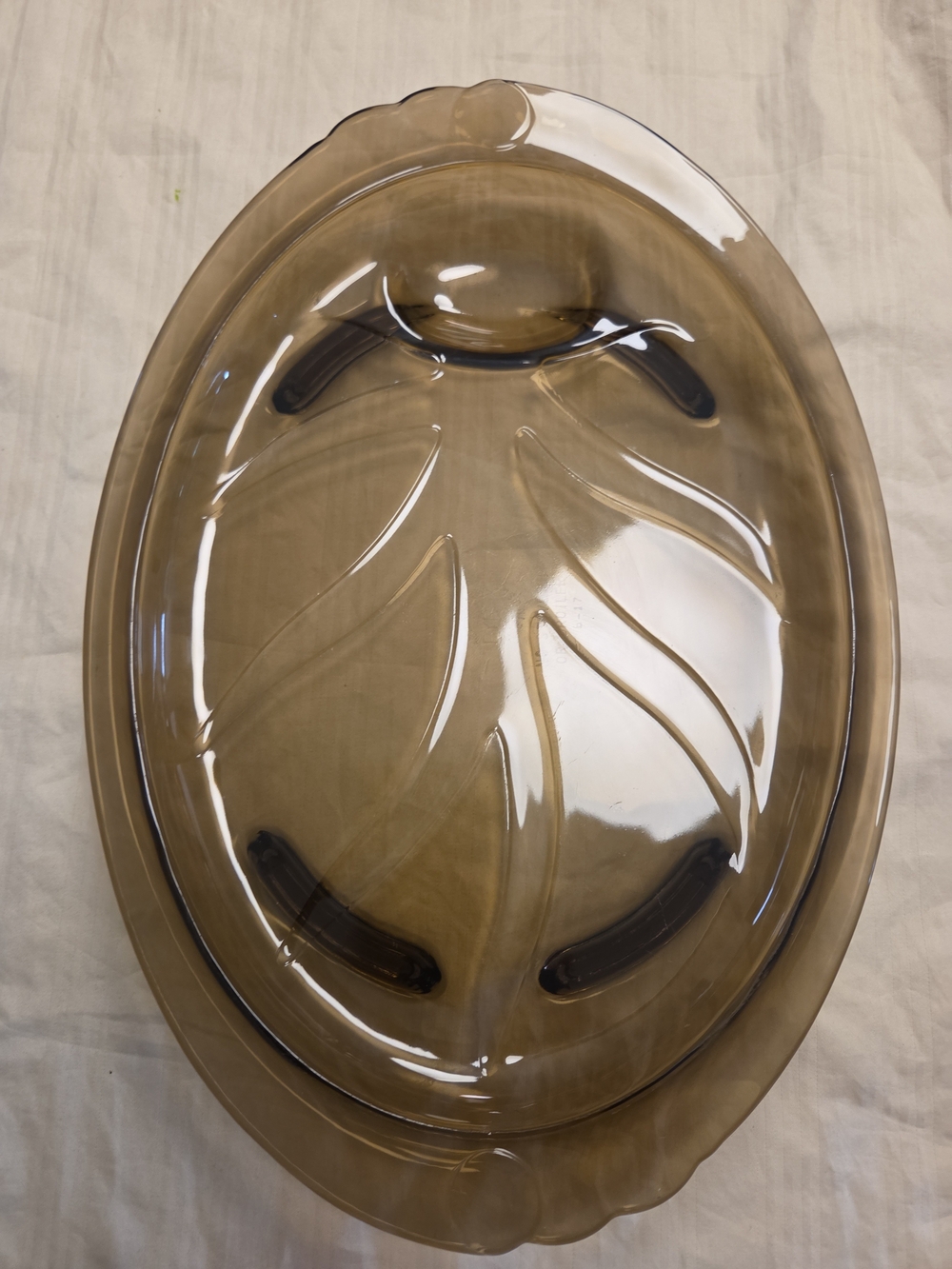 Pyrex 815 Amber Brown Oval Glass Meat Serving Platter 14.5" X 10" Tree Of Life